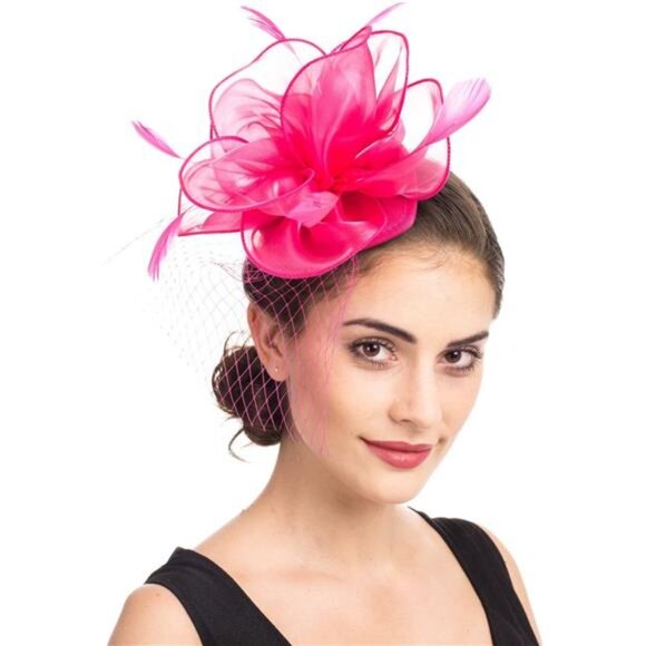 Women's Fascinators Feathers Tea Party Hat Ta2-fuchsia - Picture 1 of 6